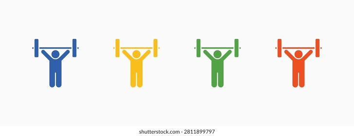 Weightlifting Icon Set Color Multiple Style Collection Illustration