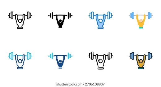 Weightlifting icon set multiple style collection 
