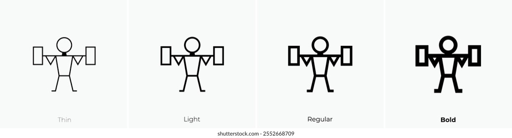 Gewichtheben Symbol. Dünnes, helles Design im regulären und kühlen Stil, einzeln auf weißem Hintergrund
