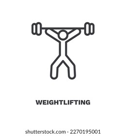 weightlifting icon. Thin line weightlifting icon from health and medical collection. Outline vector isolated on white background. Editable weightlifting symbol can be used web and mobile