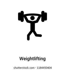 Weightlifting icon vector isolated on white background, logo concept of Weightlifting sign on transparent background, filled black symbol