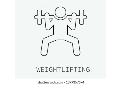 Weightlifting icon vector. Linear style sign for mobile concept and web design. Weightlifting symbol illustration. Pixel vector graphics - Vector