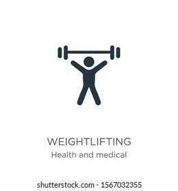 Weightlifting icon vector. Trendy flat weightlifting icon from health collection isolated on white background. Vector illustration can be used for web and mobile graphic design, logo, eps10