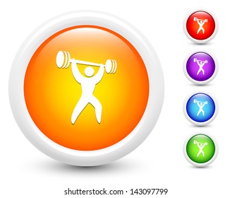 Weightlifting Icons on Round Button Collection Original Illustration
