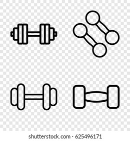 Weightlifting icons set. set of 4 weightlifting outline icons such as barbell, barbell   isolated