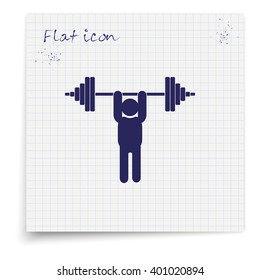 Weightlifting illustration. Barbell icon.