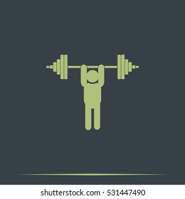 Weightlifting illustration. Barbell icon.