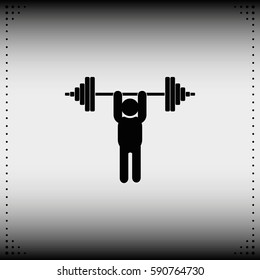 Weightlifting illustration. Barbell icon.