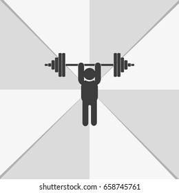 Weightlifting illustration. Barbell icon.