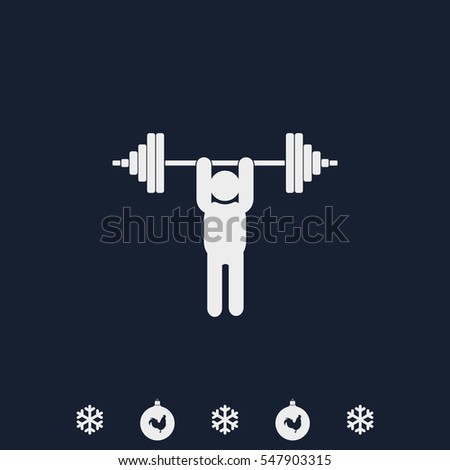 Weightlifting illustration. Barbell icon.