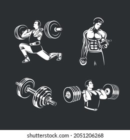 Weightlifting. illustrations on fitness and weightlifting.