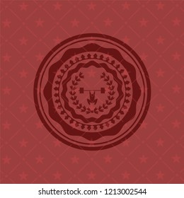 weightlifting inside of crown icon inside badge with red background