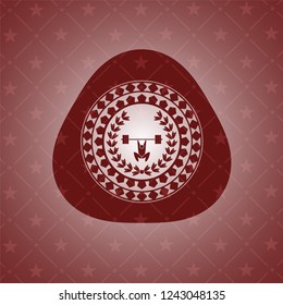 weightlifting inside of crown icon inside badge with red background