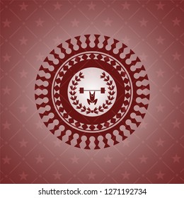 weightlifting inside of crown icon inside badge with red background