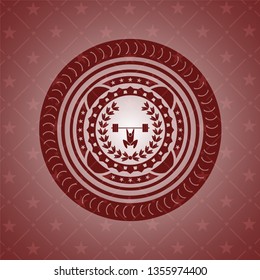 weightlifting inside of crown icon inside badge with red background