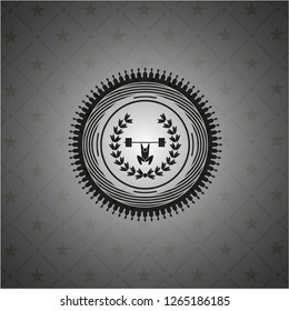 weightlifting inside of crown icon inside black emblem