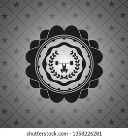 weightlifting inside of crown icon inside black emblem