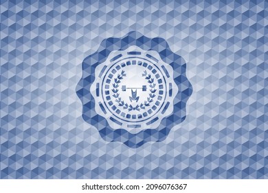 Gewichtheben im Inneren des Kronensymbols in blauem Emblem mit geometrischem Muster. 