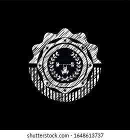 weightlifting inside of crown icon inside chalkboard emblem