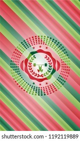 weightlifting inside of crown icon inside christmas badge background.
