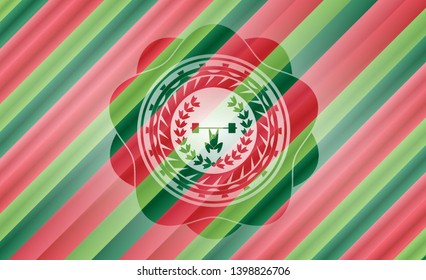 weightlifting inside of crown icon inside christmas emblem.