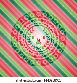  weightlifting inside of crown icon inside christmas style badge..