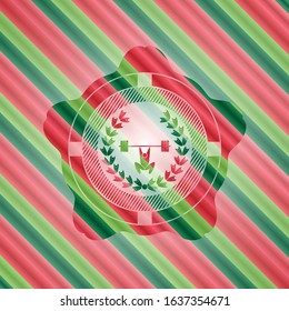 weightlifting inside of crown icon inside christmas style badge..