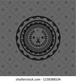 weightlifting inside of crown icon inside dark emblem. Retro