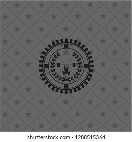 weightlifting inside of crown icon inside dark badge