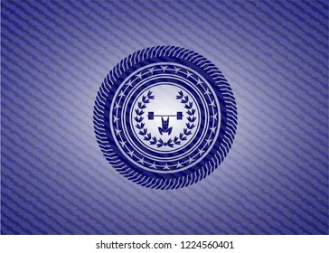 weightlifting inside of crown icon with denim texture