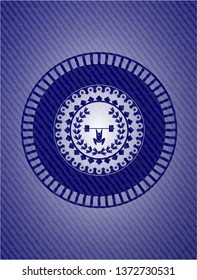 weightlifting inside of crown icon inside denim background
