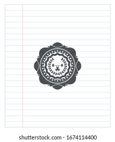 weightlifting inside of crown icon draw (pencil strokes). Vector Illustration. Detailed.