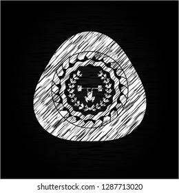 weightlifting inside of crown icon drawn on blackboard