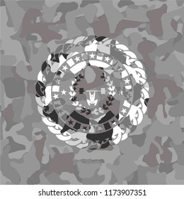 weightlifting inside of crown icon inside grey camouflage texture