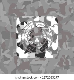 weightlifting inside of crown icon inside grey camo texture
