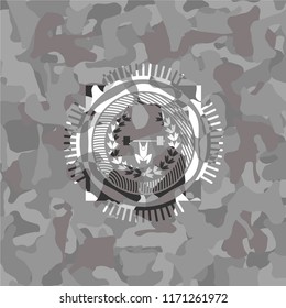 weightlifting inside of crown icon on grey camo pattern