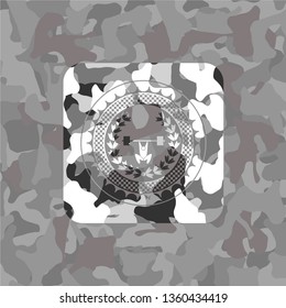 weightlifting inside of crown icon on grey camouflage texture