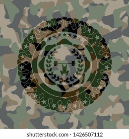 weightlifting inside of crown icon on camo texture