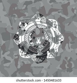 weightlifting inside of crown icon on grey camouflage pattern