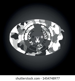 weightlifting inside of crown icon on grey camo pattern