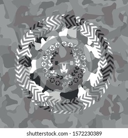 weightlifting inside of crown icon on grey camo pattern