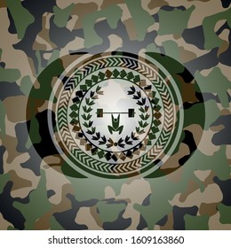 weightlifting inside of crown icon on camo texture