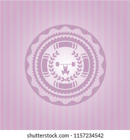 weightlifting inside of crown icon inside pink icon or emblem