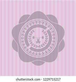 weightlifting inside of crown icon inside pink icon or emblem