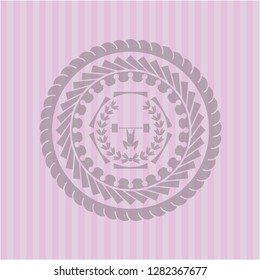 weightlifting inside of crown icon inside pink icon or emblem