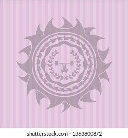 weightlifting inside of crown icon inside pink emblem
