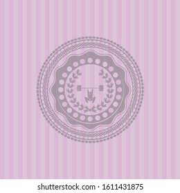 weightlifting inside of crown icon inside pink emblem. Vintage.
