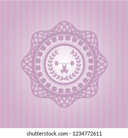 weightlifting inside of crown icon inside realistic pink emblem