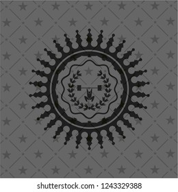 weightlifting inside of crown icon inside realistic black emblem