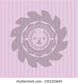 weightlifting inside of crown icon inside realistic pink emblem